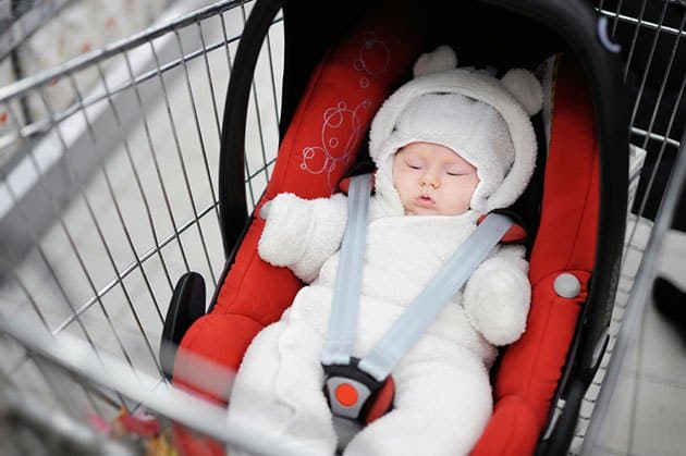 how to put baby car seat in shopping cart